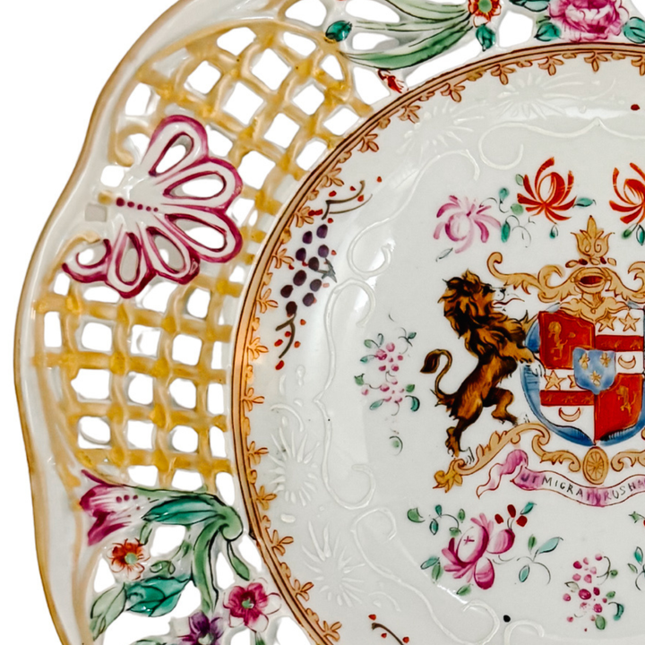 Edme Samson French Reticulated Armorial Bowl