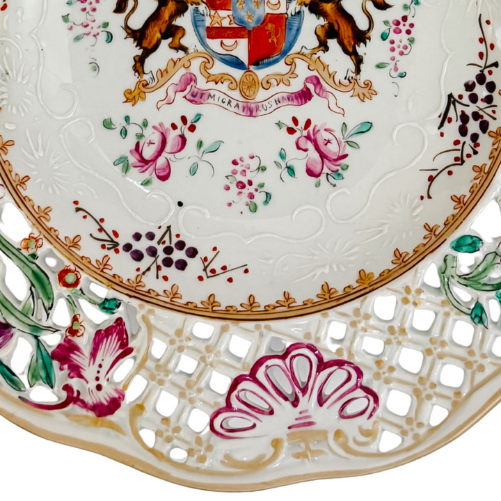 Edme Samson French Reticulated Armorial Bowl