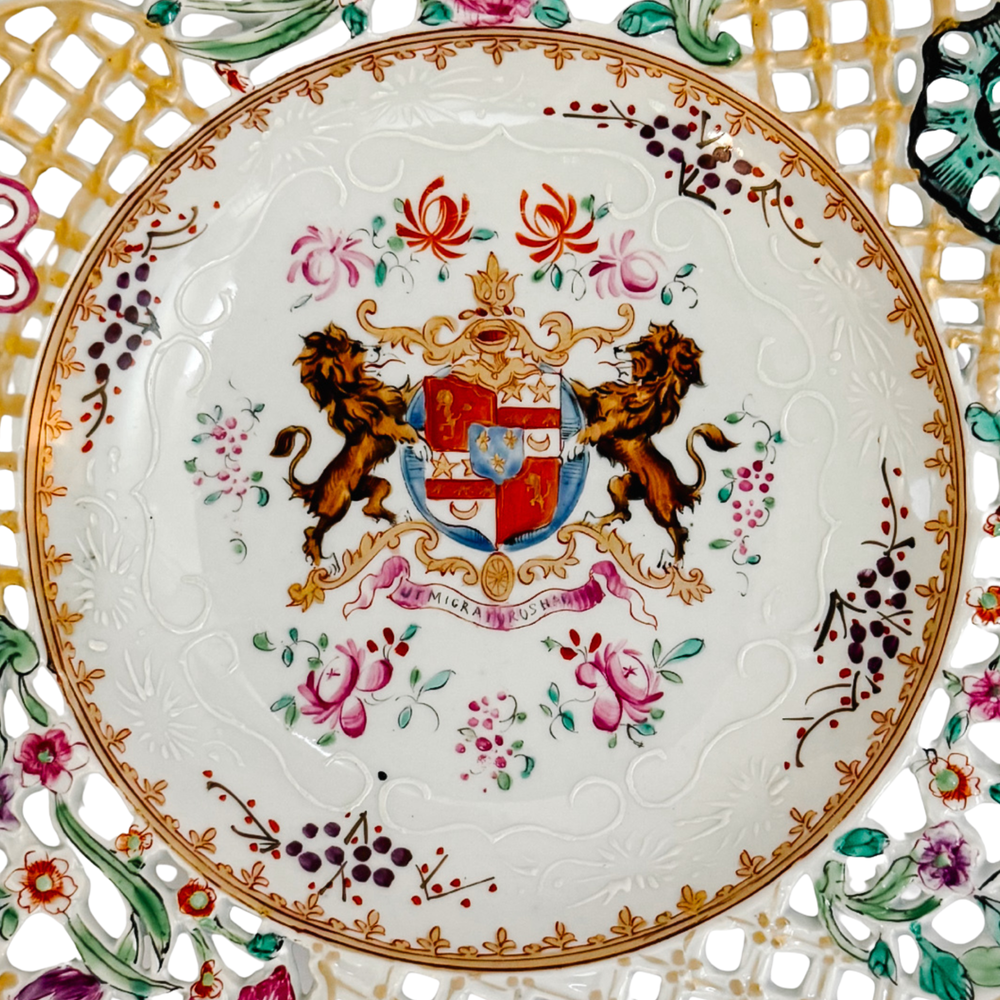Edme Samson French Reticulated Armorial Bowl