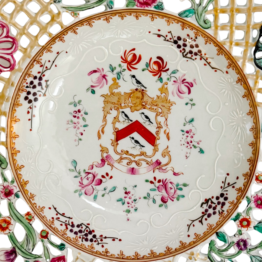 Edme Samson French Reticulated Armorial Bowls