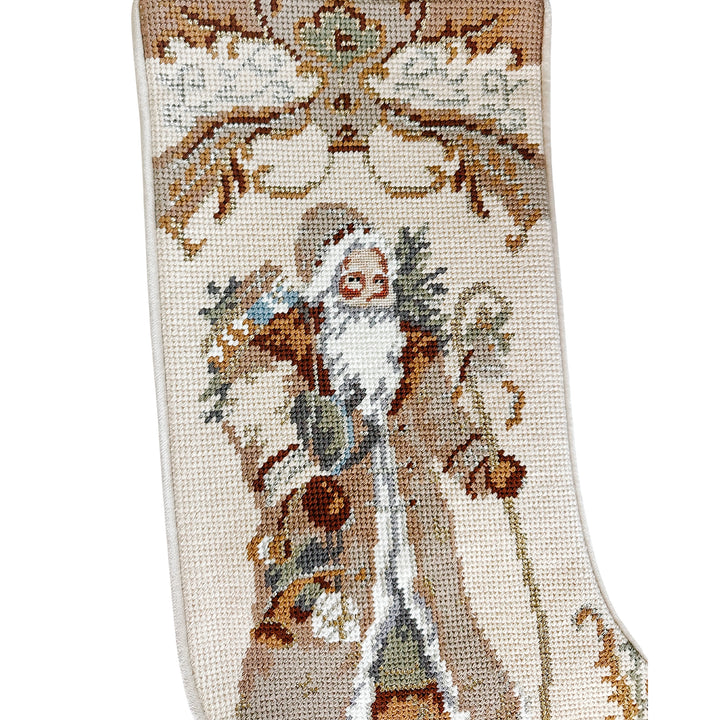 Santa Needlepoint Christmas Stocking Embroidered Stocking