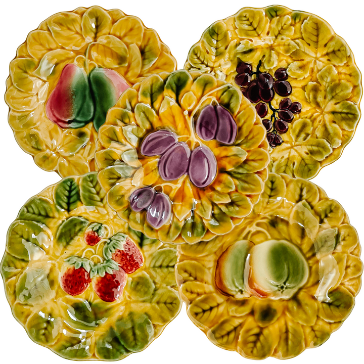 Sarreguemines French Faience Majolica Fruit Plates