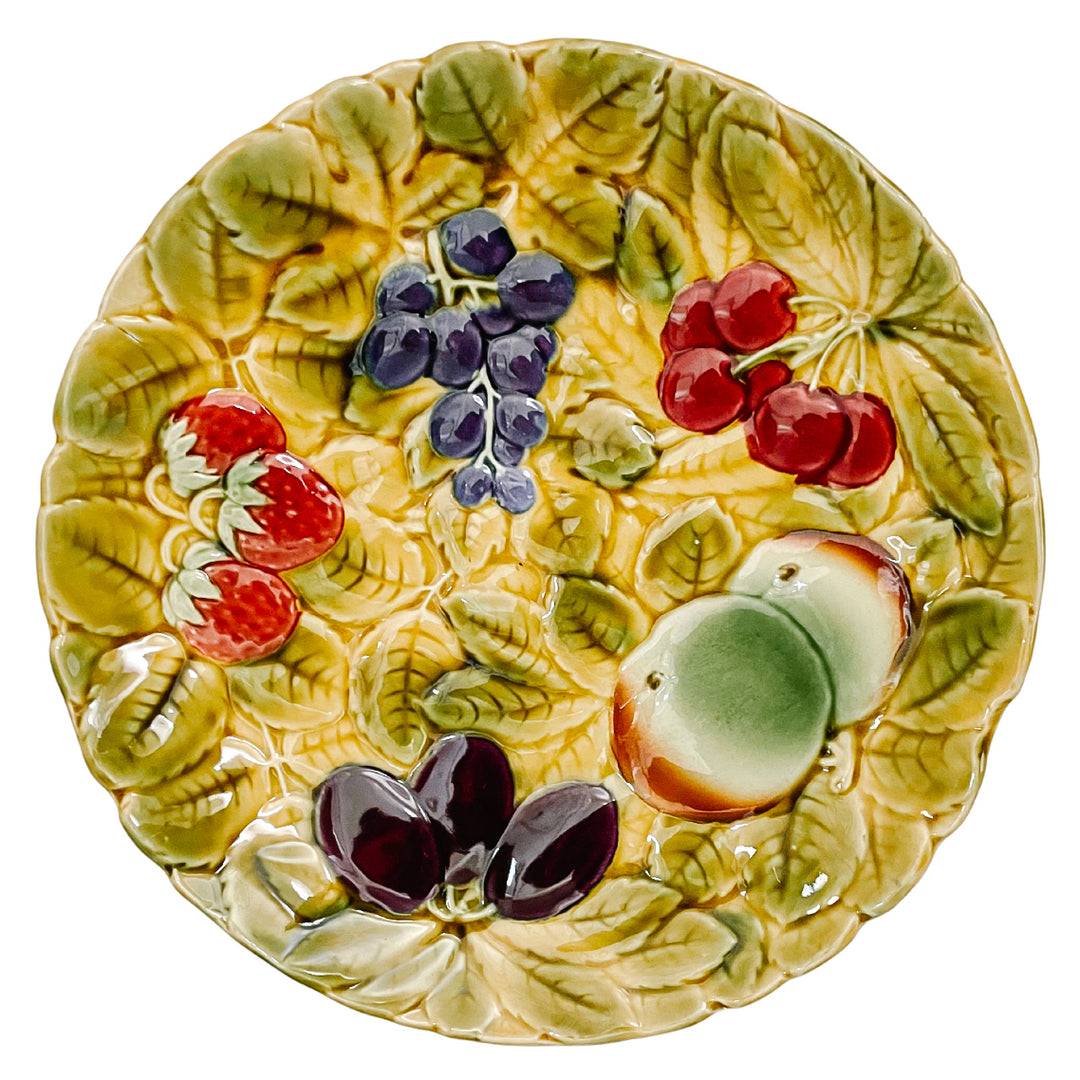 Large Sarreguemines French Faience Mixed Fruit Serving Platter