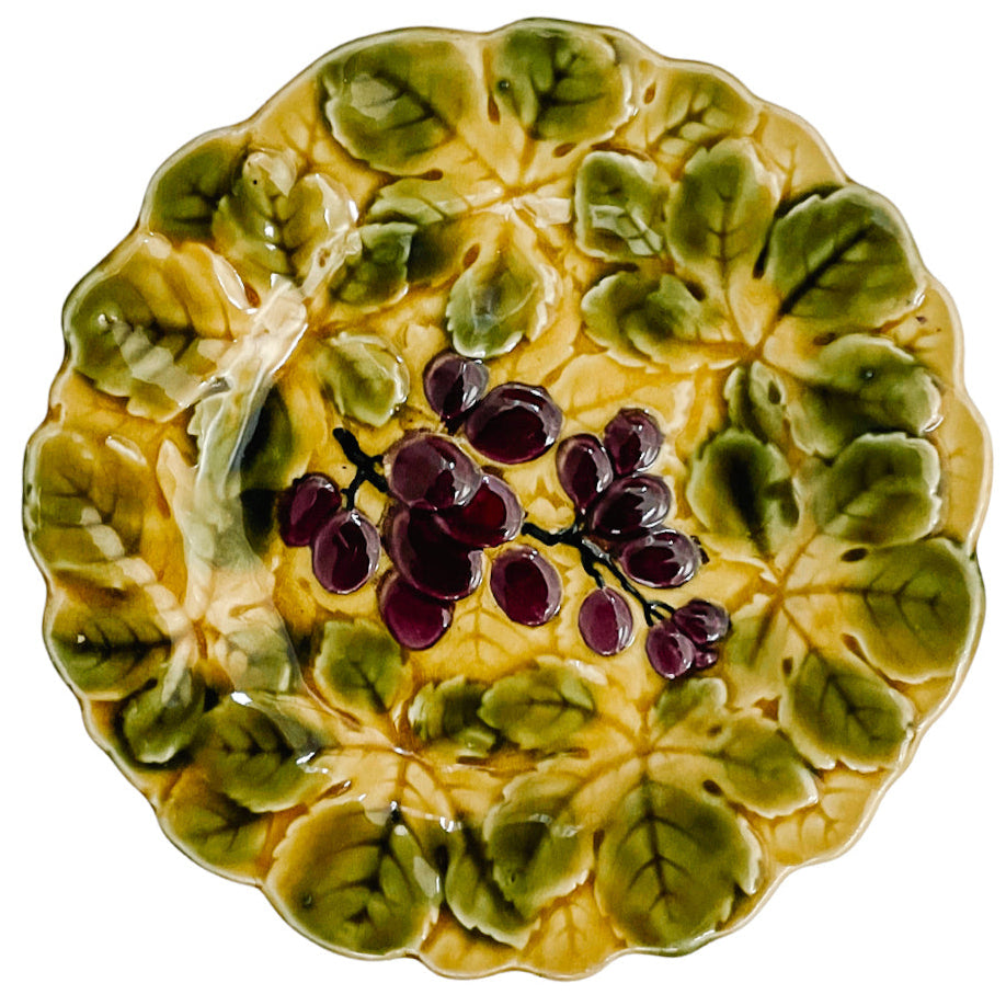 Sarreguemines French Faience Majolica Fruit Plates