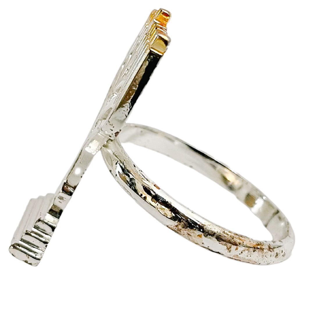 Silver Toned Hanukkah Menorah Napkin Rings