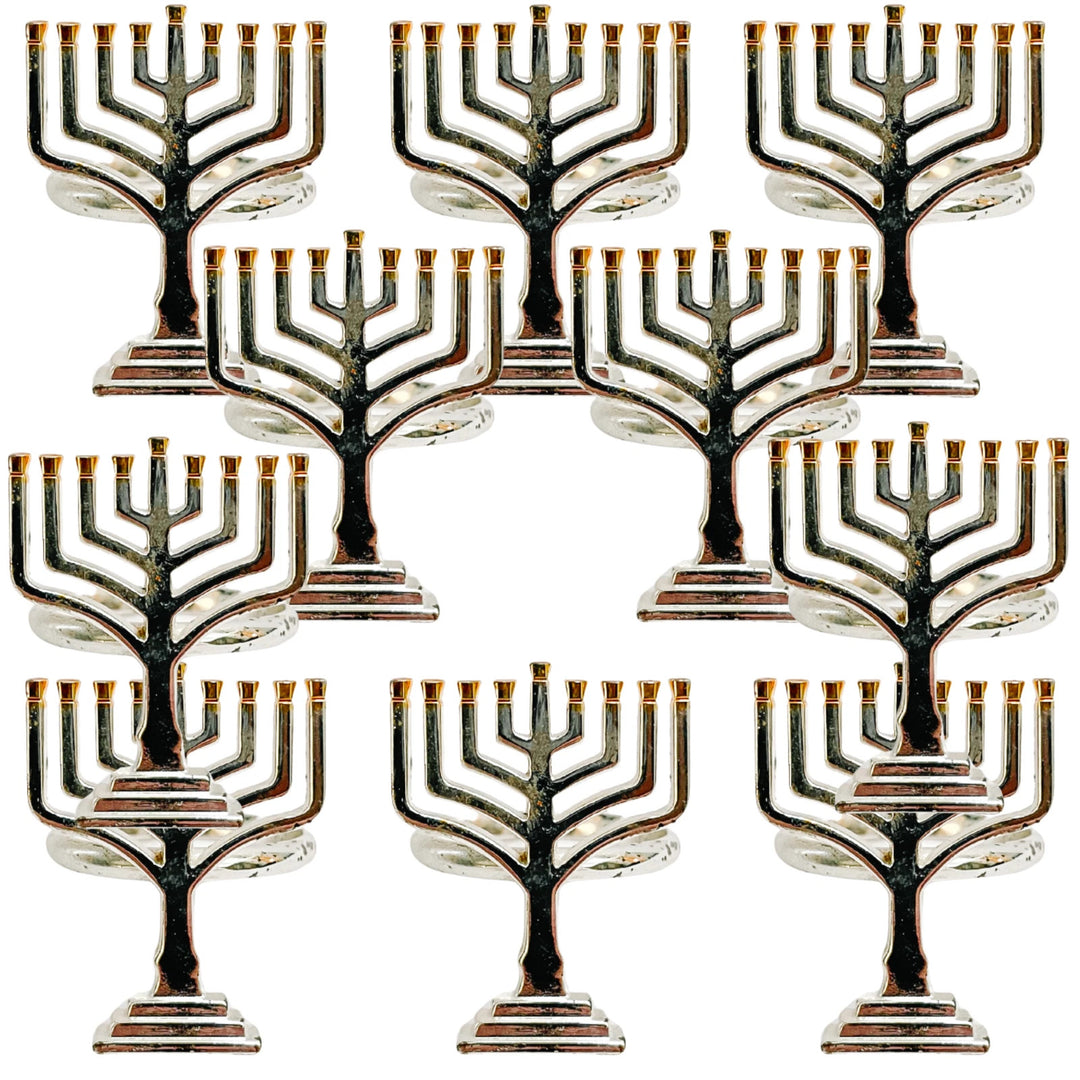 Silver Toned Hanukkah Menorah Napkin Rings