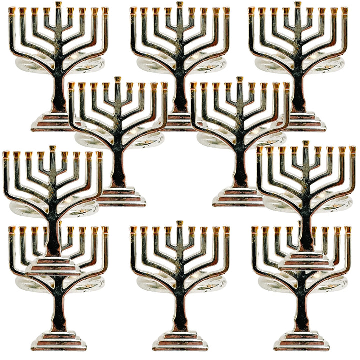 Silver Toned Hanukkah Menorah Napkin Rings