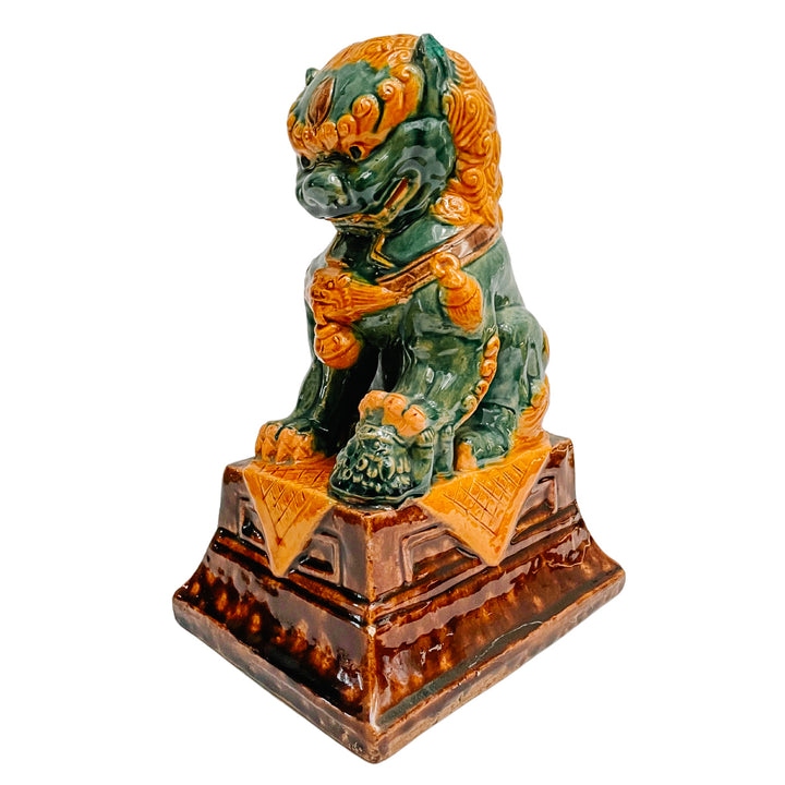 Vintage Sancai Glazed Guardian Female Foo Dog