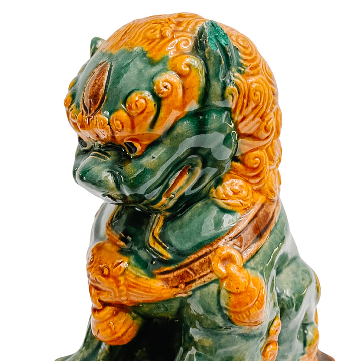 Vintage Sancai Glazed Guardian Female Foo Dog