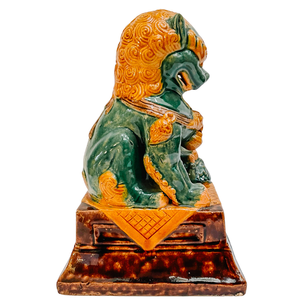 Vintage Sancai Glazed Guardian Female Foo Dog