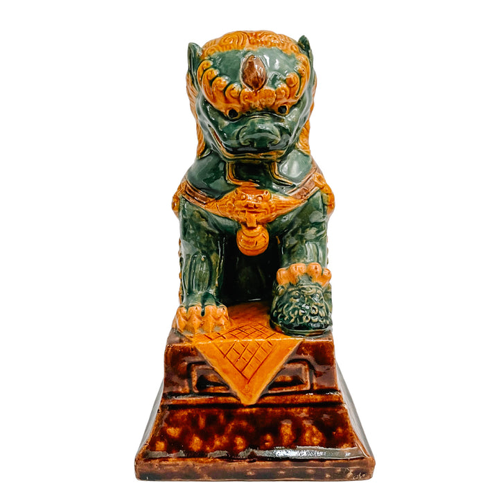 Vintage Sancai Glazed Guardian Female Foo Dog