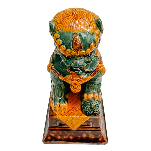 Vintage Sancai Glazed Guardian Female Foo Dog