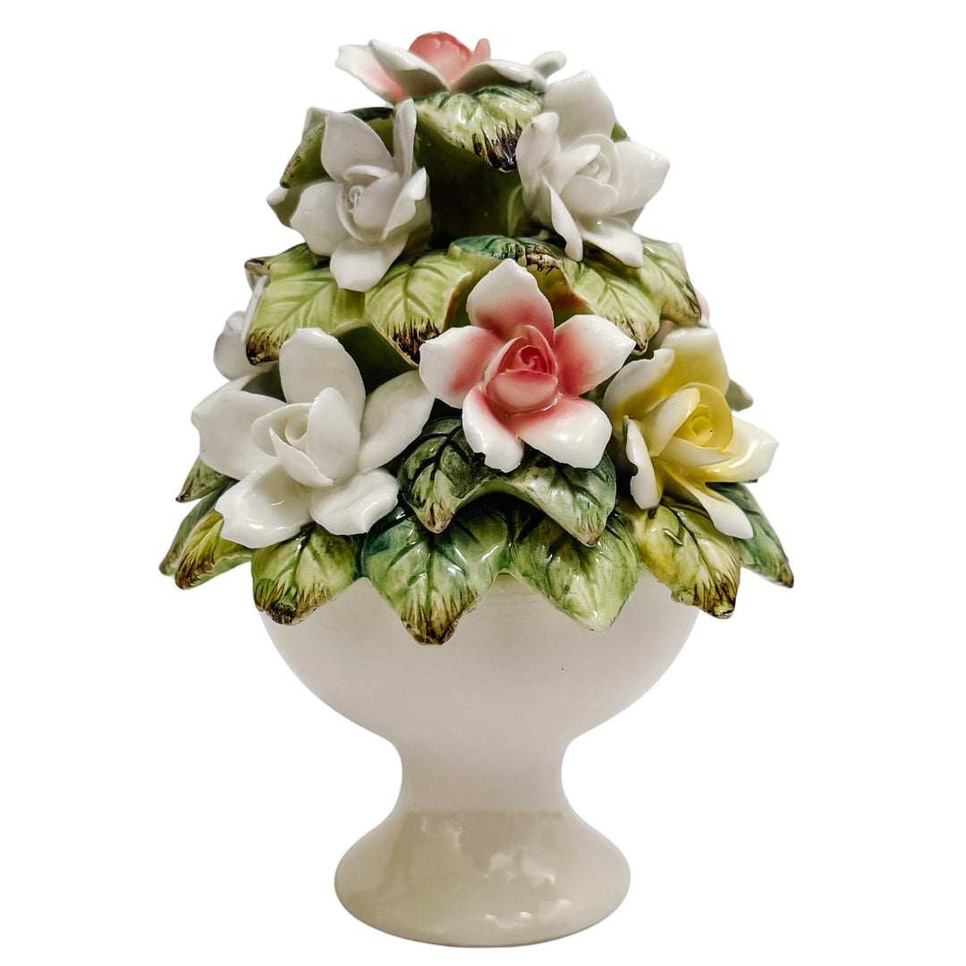 Small Scale Bone China Hand-Painted Floral Topiary