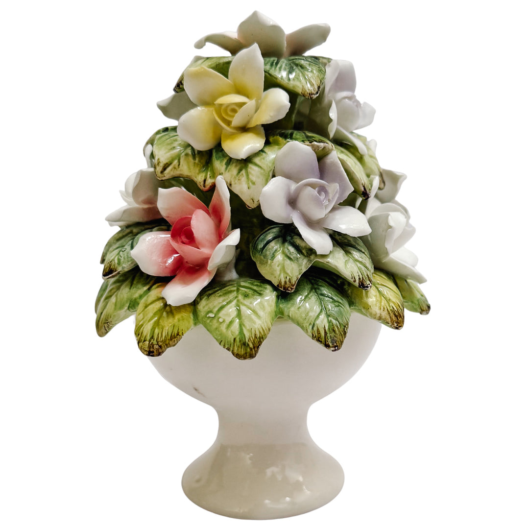Small Scale Bone China Hand-Painted Floral Topiary