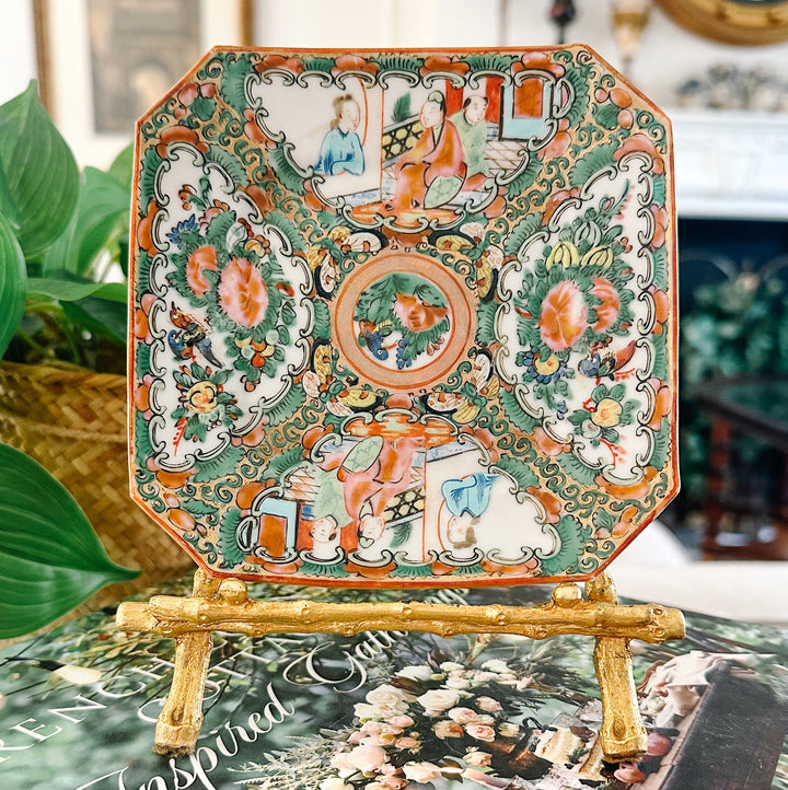 Petite Antique Octagonal Rose Medallion Plate