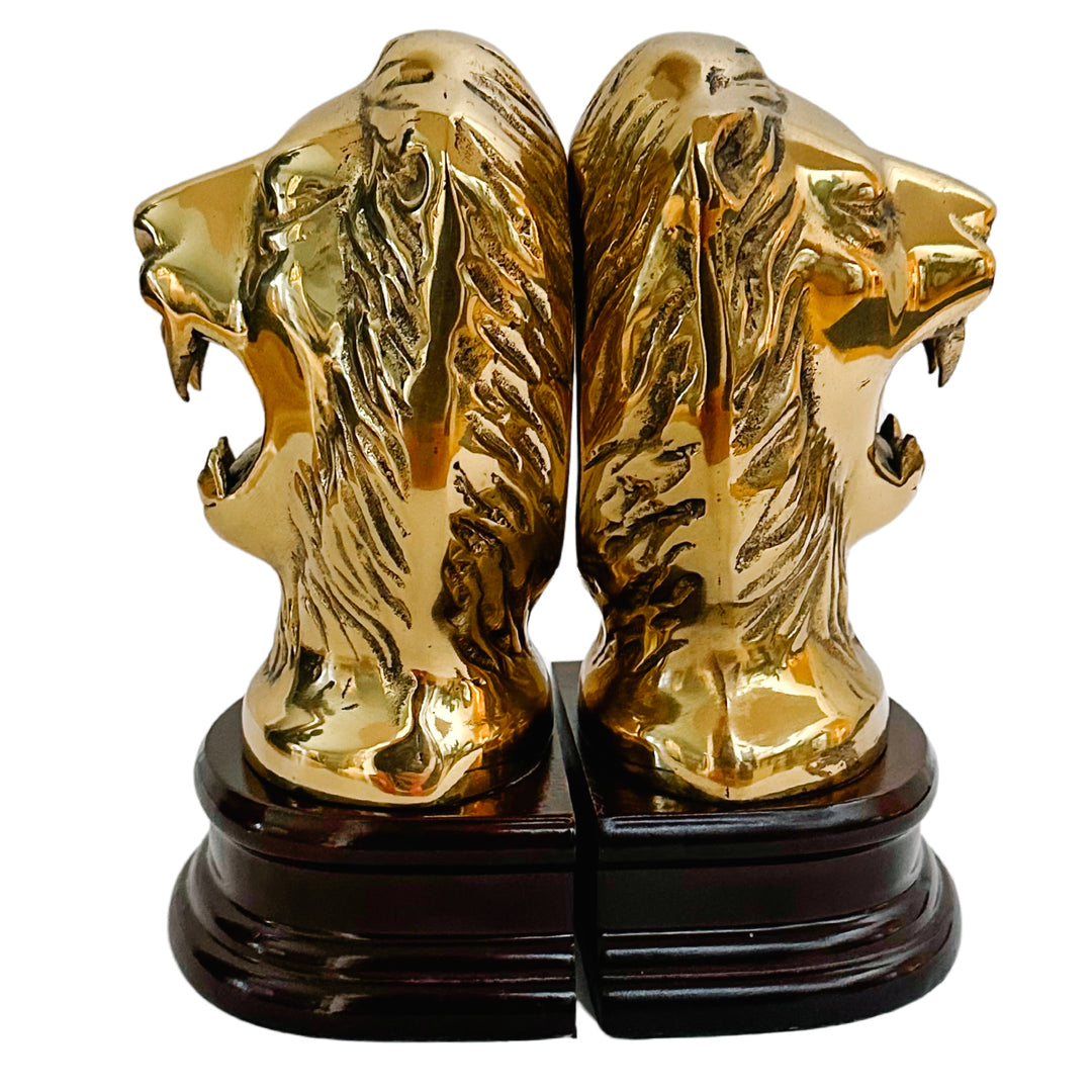 Solid Brass Roaring Lion Bookends