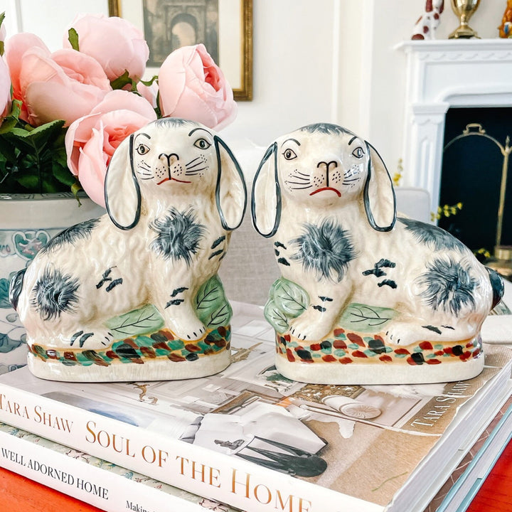 Staffordshire Style Bunny Figurines (Blue)