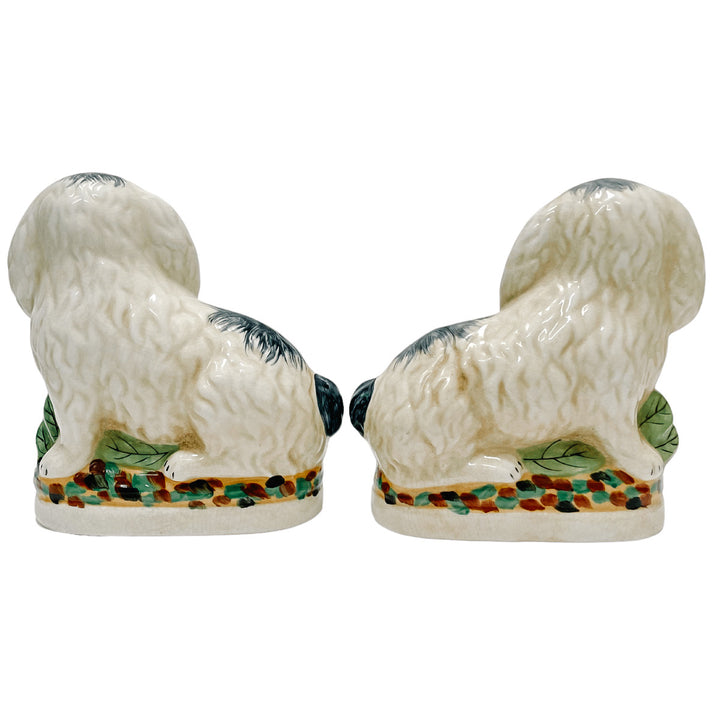 Staffordshire Style Blue and White Bunny Figurines 