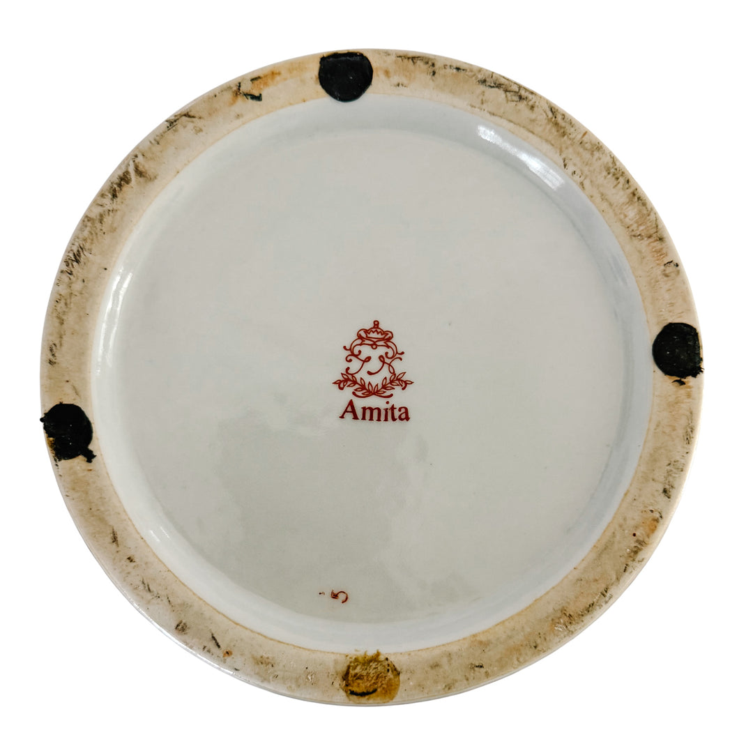 Tall Vintage Chinoiserie Porcelain Monkey Motif Cachepot