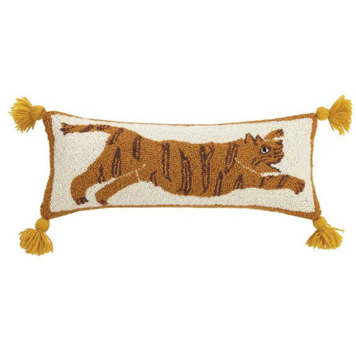 Tiger Wool Hooked Boho Throw Pillow