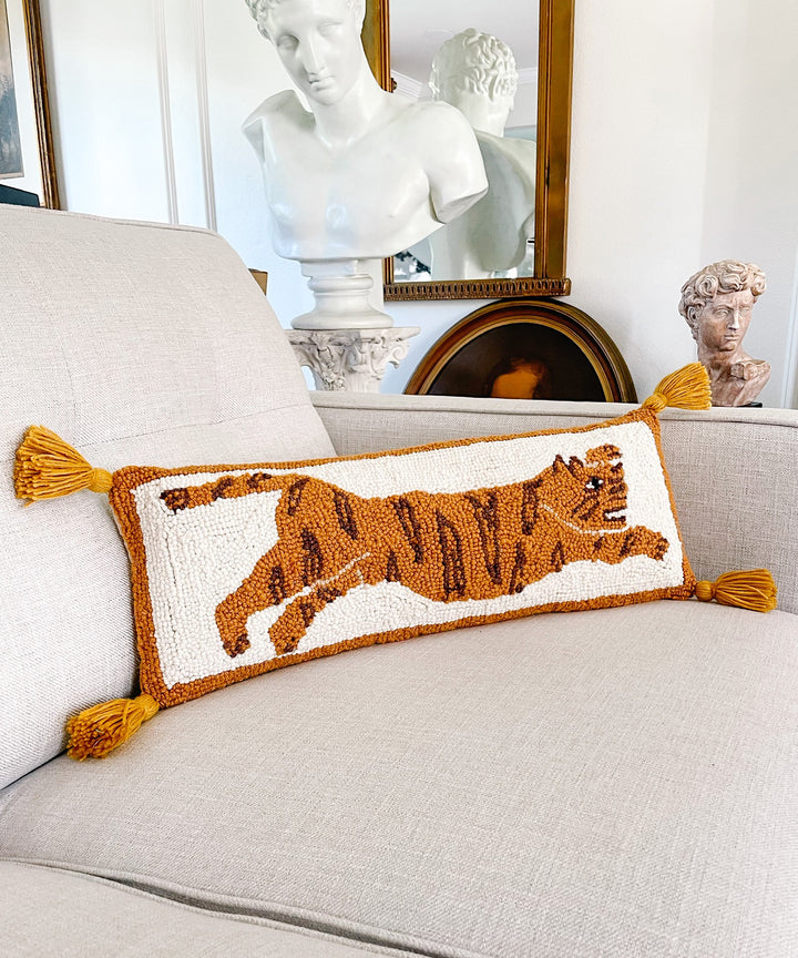 Tiger Wool Hooked Boho Throw Pillow