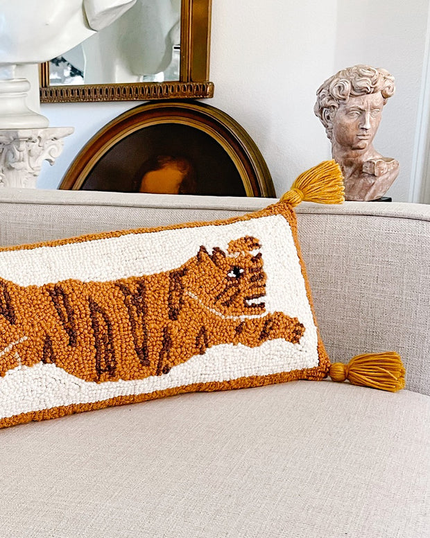 Tiger Wool Hooked Boho Throw Pillow