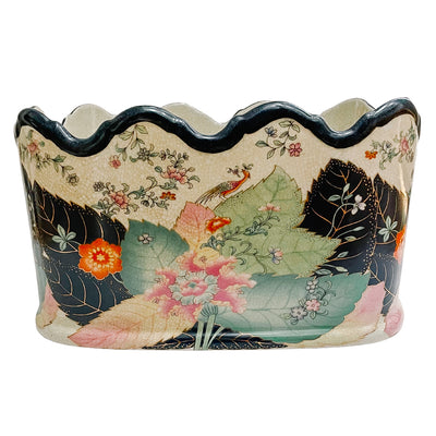 Tobacco Leaf Chinoiserie Oval Foot Bath Planter