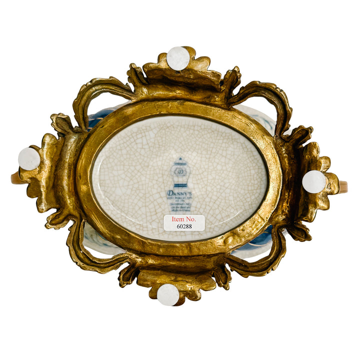 Tobacco Leaf Porcelain Cachepot Planter With Bronze Ormolu