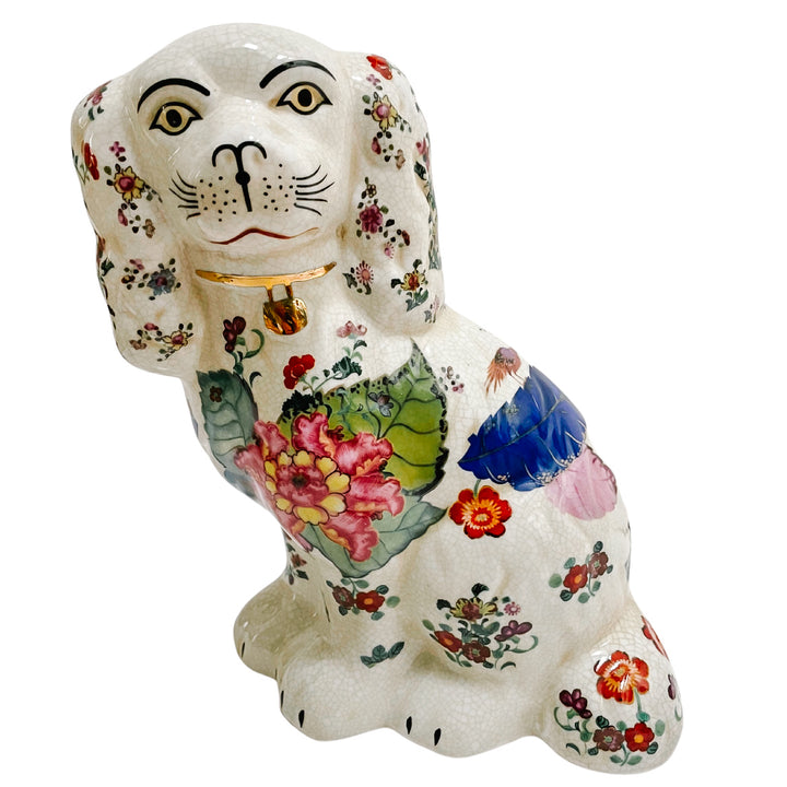 Tobacco Leaf Staffordshire Style Spaniel Dogs