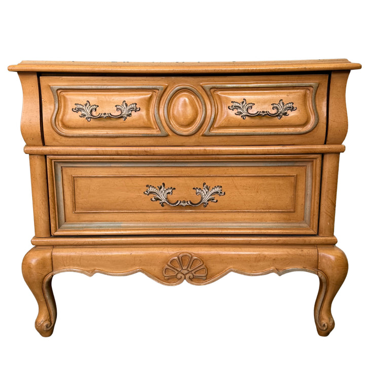 1980 American of Martinsville Carved French Provincial Nightstands - A Pair