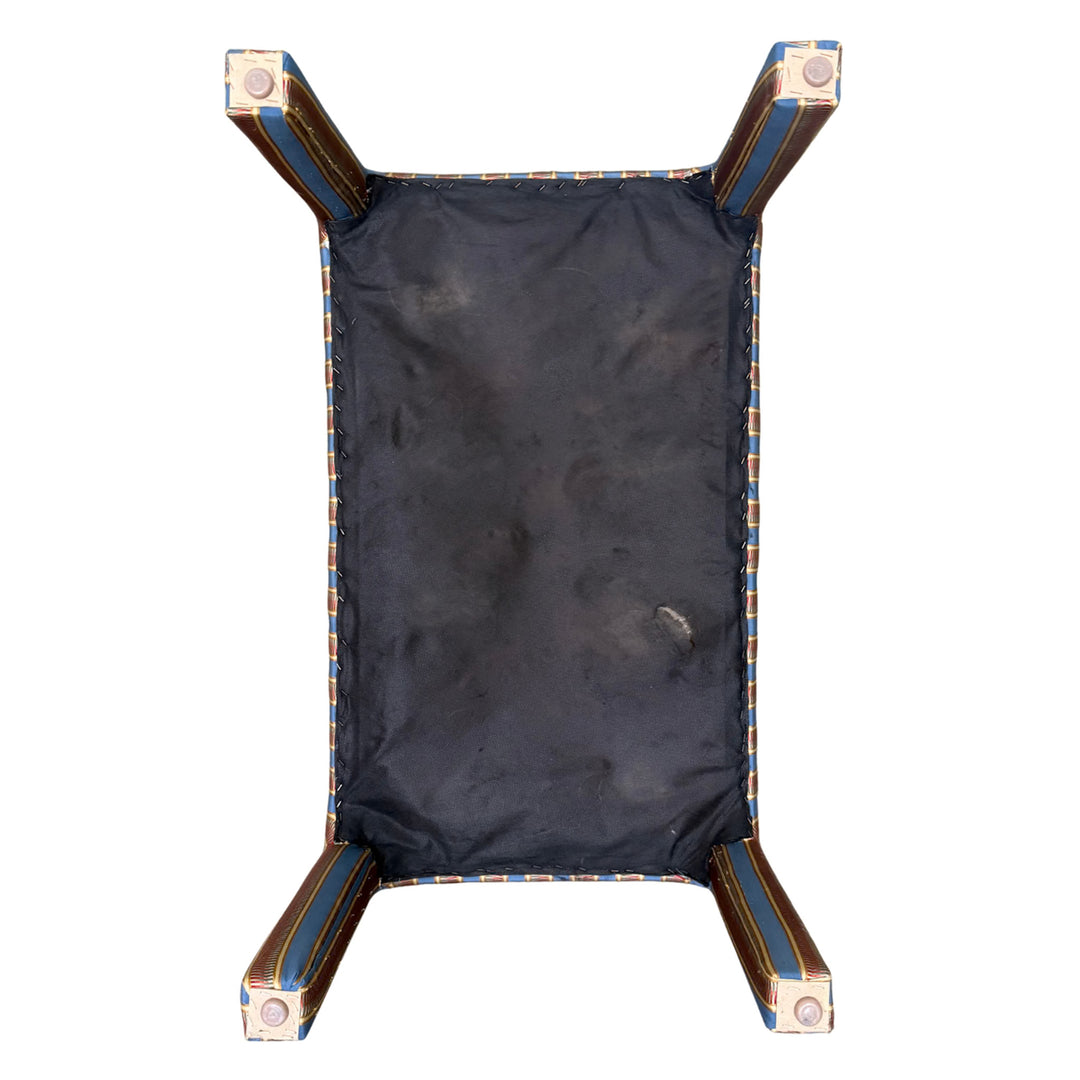 1990s Parsons Style Large Button-Tufted Ottomans or Benches in Striped Upholstery