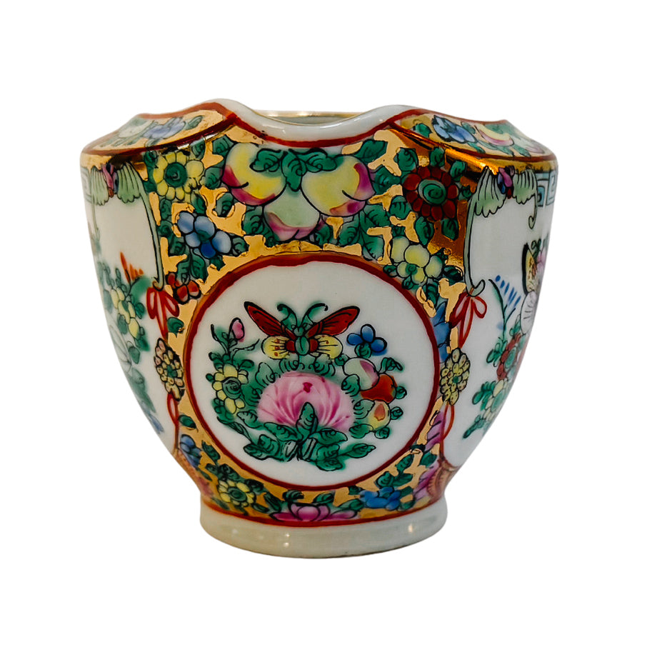 Chinese Famille Rose Canton Porcelain Creamer Rose Medallion