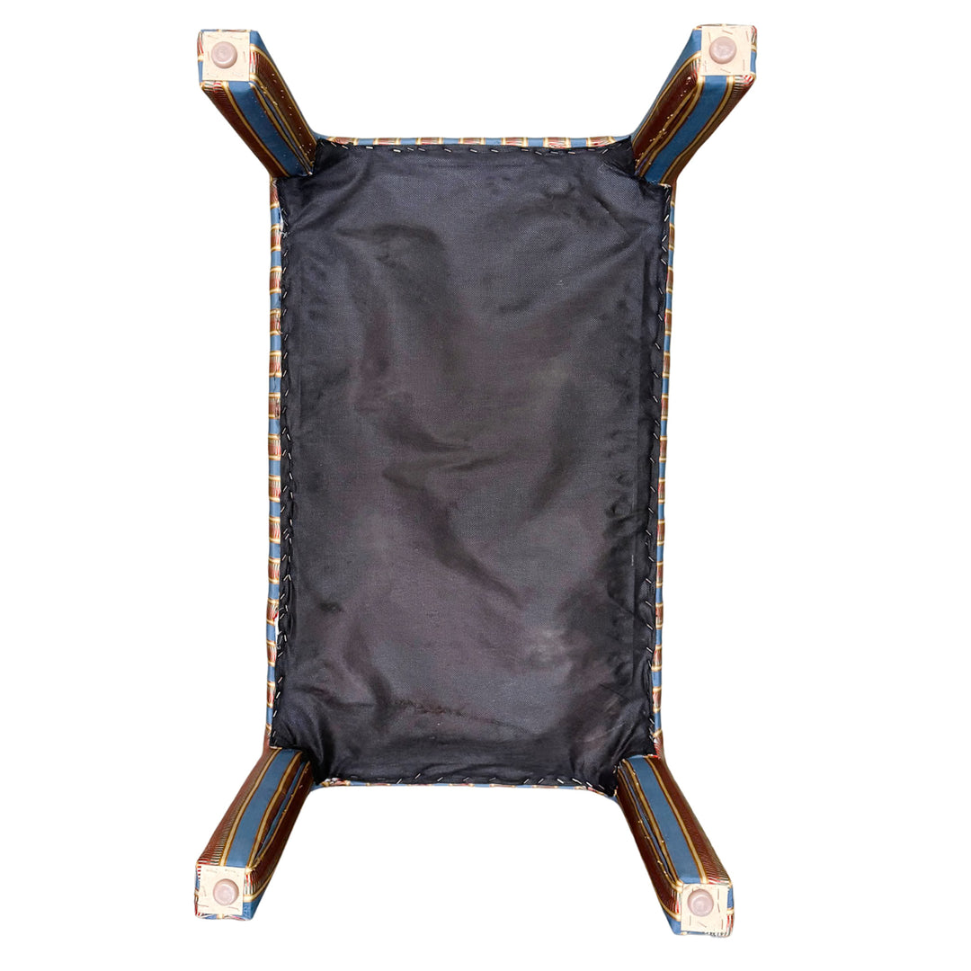 1990s Parsons Style Large Button-Tufted Ottomans or Benches in Striped Upholstery