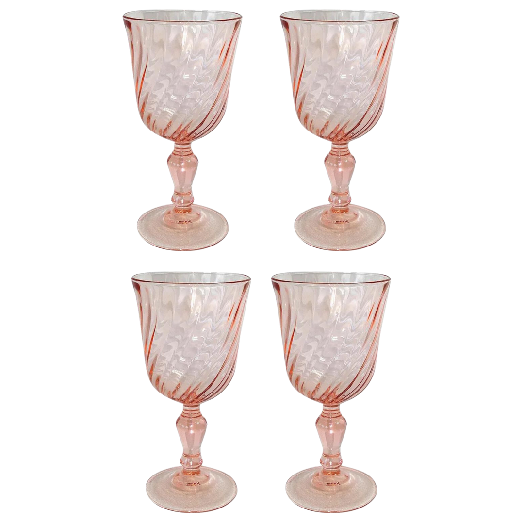 1980s French Pink Drinking Glasses 4oz, Set Of 4