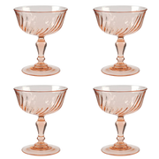 French Pink Stemware Coupe Glasses, Set Of 4