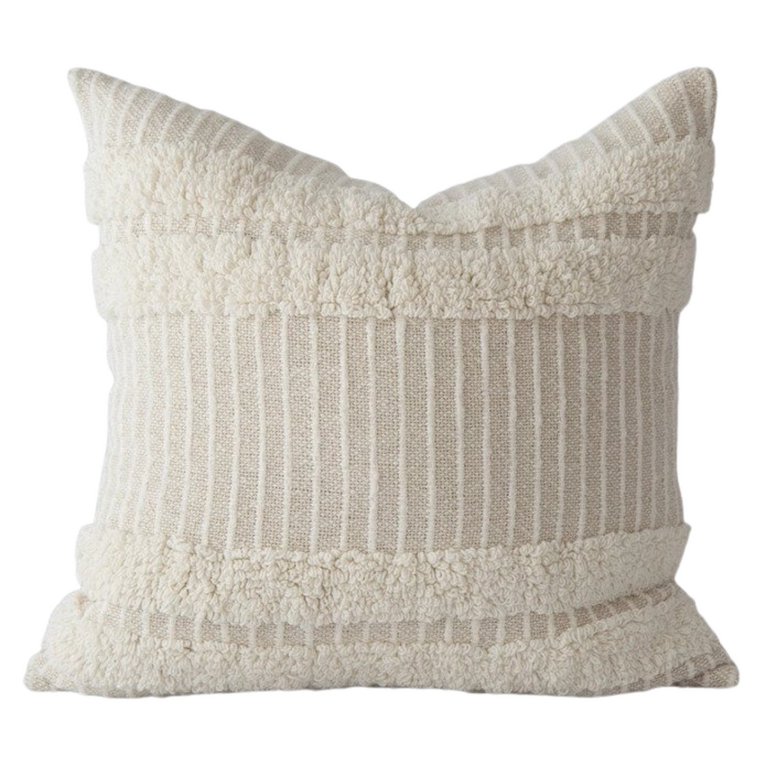 Oatmeal Tufted Farmhouse Pillow Cover 18" x 18"