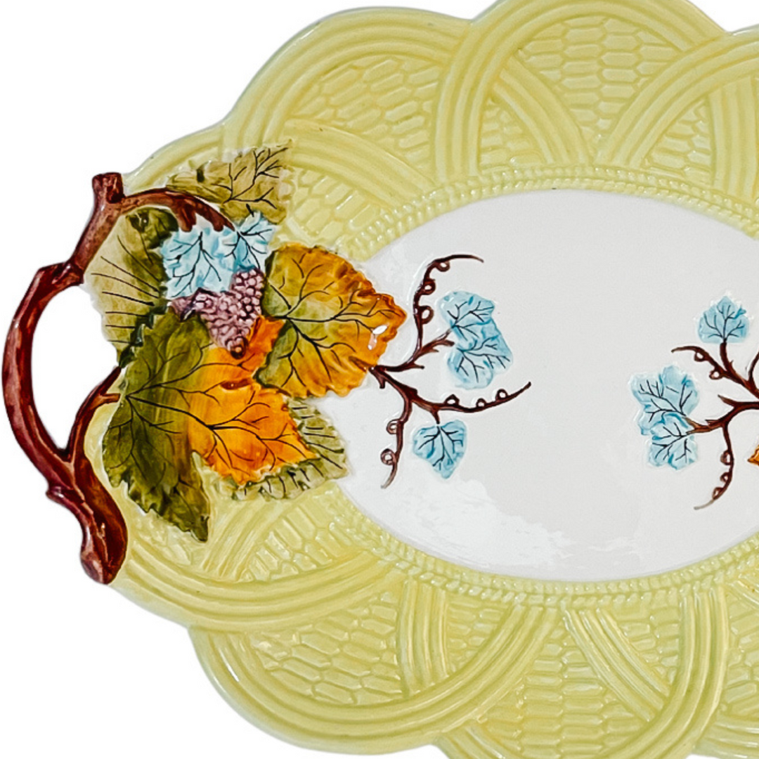 Vintage Italian Fall Leaves Handled Plate by Mottahedeh