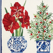 Red & Blue Christmas Wool Hooked Rug