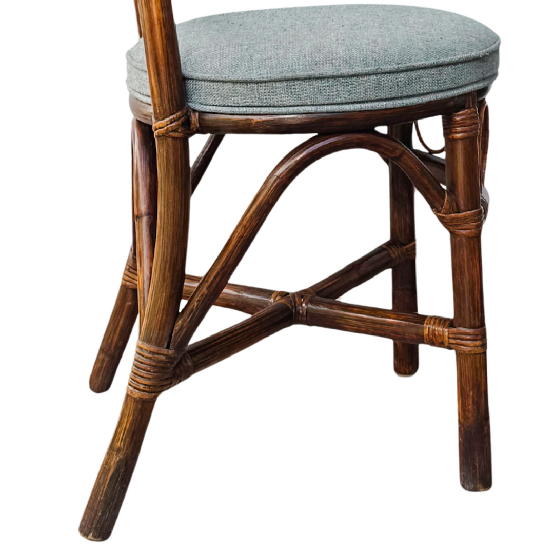 1960s European High Back Bamboo & Rattan Dining Chairs, Set of 6
