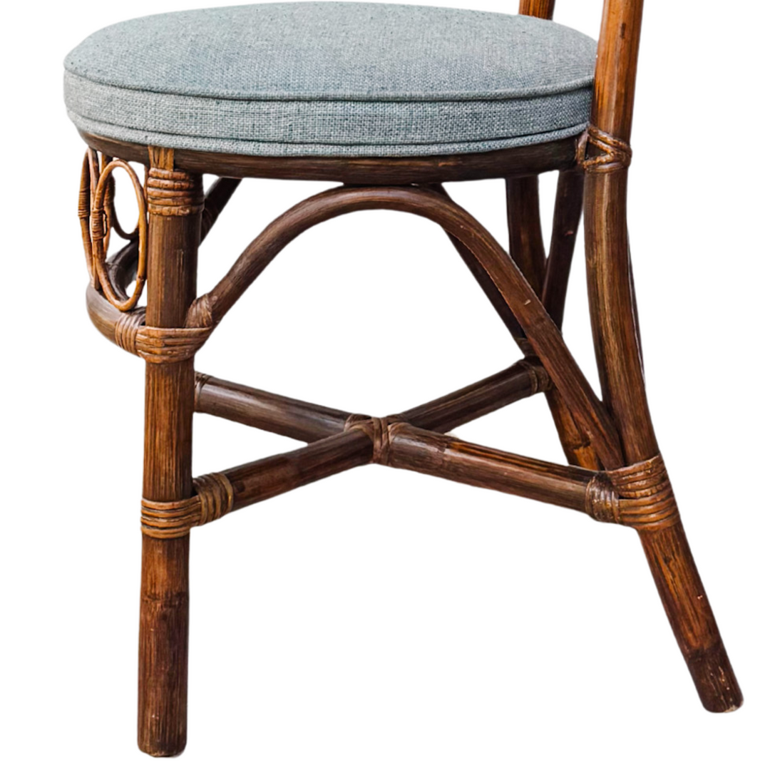 1960s European High Back Bamboo & Rattan Dining Chairs, Set of 6
