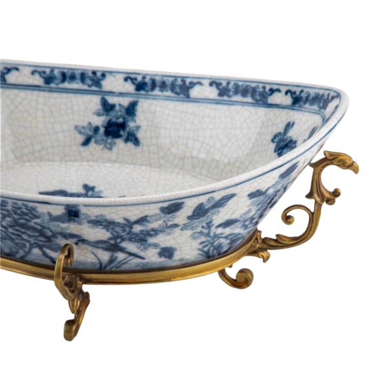 Large Blue & White Oblong Centerpiece With Bronze Ormolu