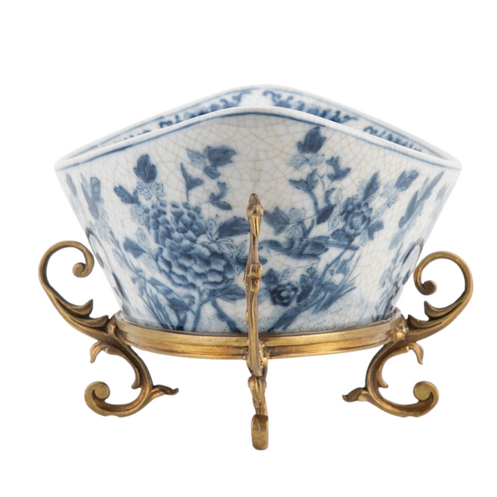 Large Blue & White Oblong Centerpiece With Bronze Ormolu