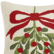 Square 16" Mistletoe Wool Hooked Pillow