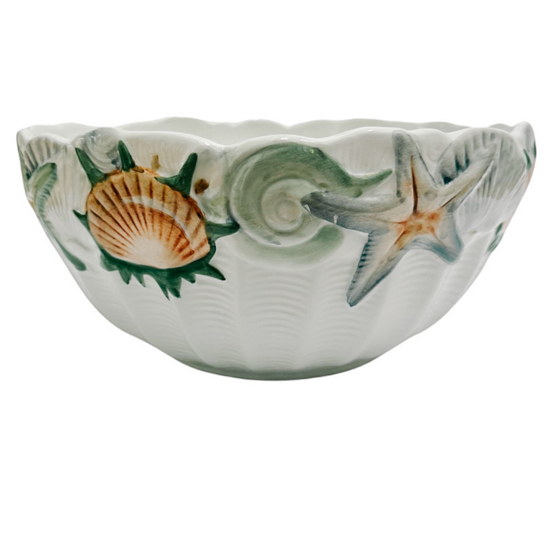 Vietri Italy Pastel Seashells Salad Serving Bowl