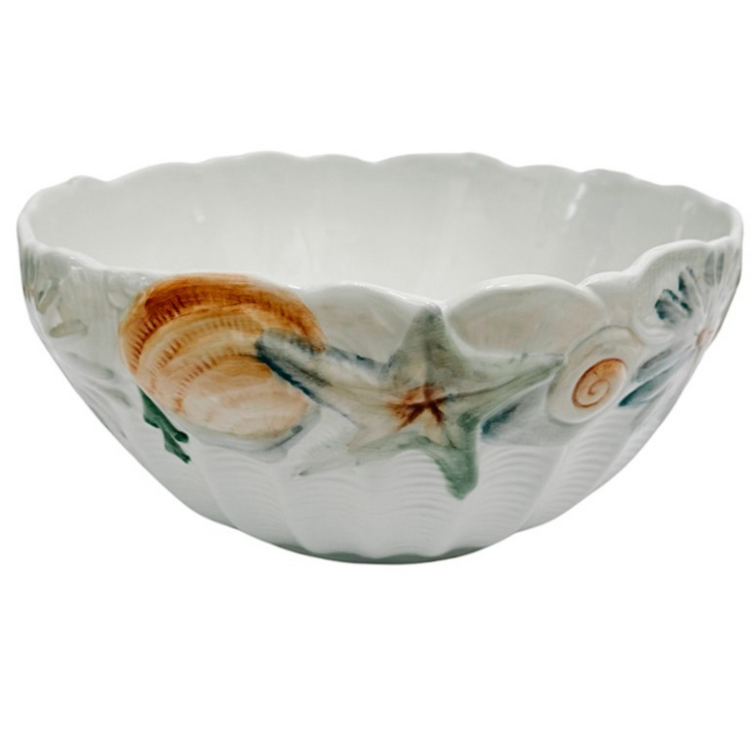 Vietri Italy Pastel Seashells Salad Serving Bowl