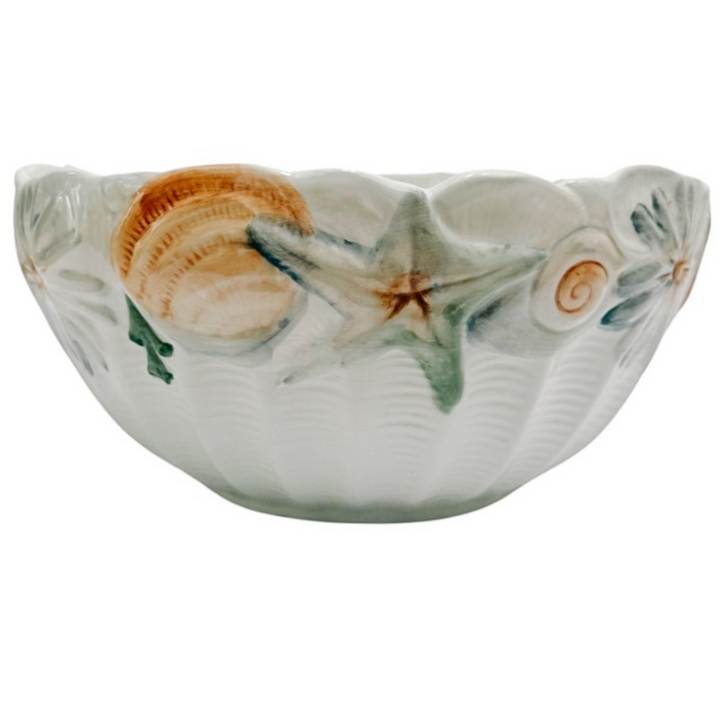 Vietri Italy Pastel Seashells Salad Serving Bowl