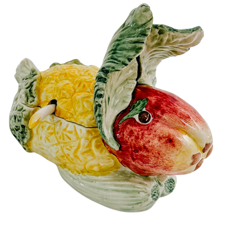 Vietri Italian Porcelain Bunny Rabbit Tureen With Spoon