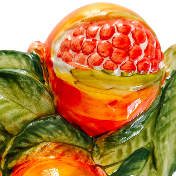 Vintage Italian Majolica Pomegranate Wall Plaques by Bassano Del Grappa Ceramiche