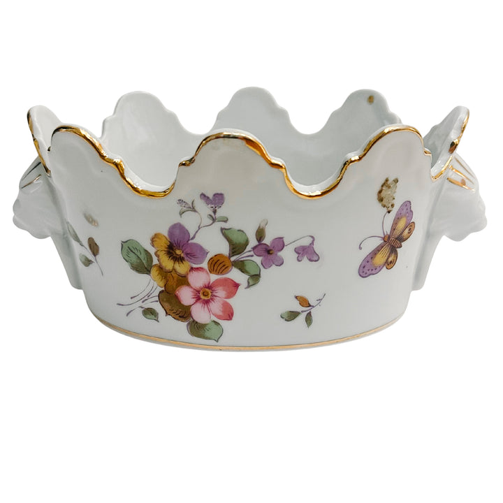 Petite Scalloped Jardiniere With Lion Head Handles