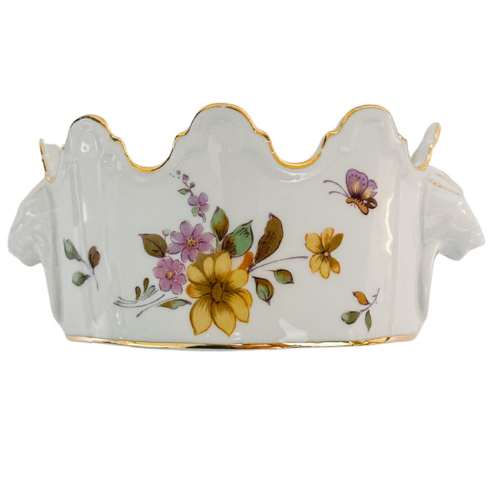 Petite Scalloped Jardiniere With Lion Head Handles